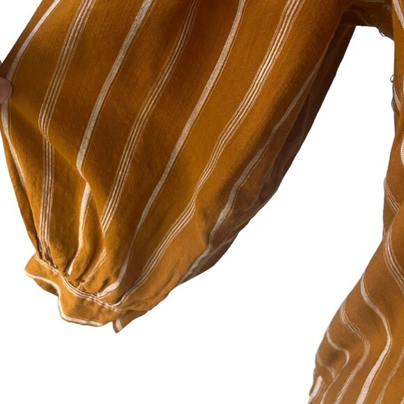 ANA Blouse Womens Medium Orange White Long Sleeves Vneck - Picture 5 of 8